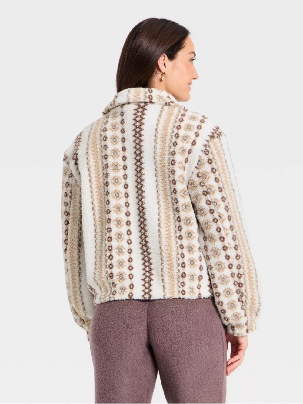 Women's Faux Sherling Coat - Universal Thread Cream M - Picture 2 of 3